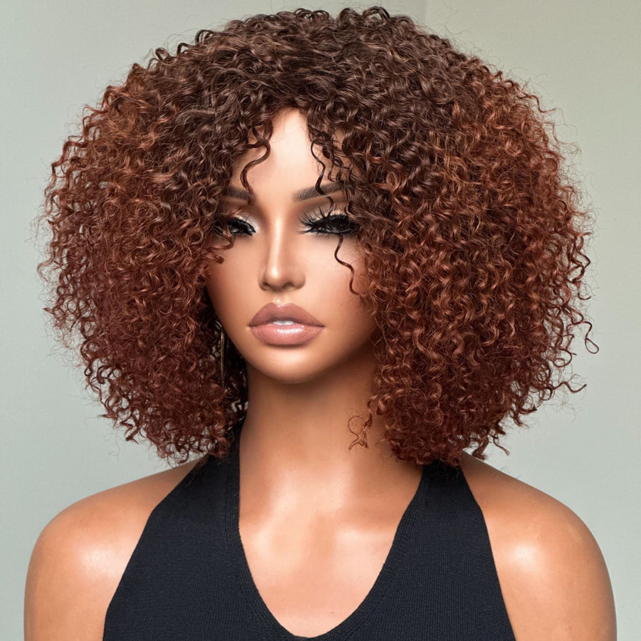 Put On & Go Ombre Auburn Brown Kinky Curly Wig