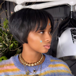 Natural Short Bob Pixie Cut 13x4 Lace Front Wig