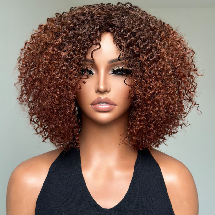 Put On & Go Ombre Auburn Brown Kinky Curly Wig