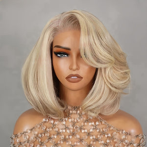 613 Blonde Layered Fluffy Bob 13x4 Lace Front Wig