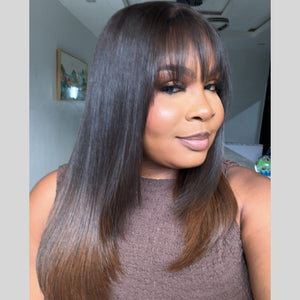 Chocolate Ombre Layered Cutting Bangs Wig