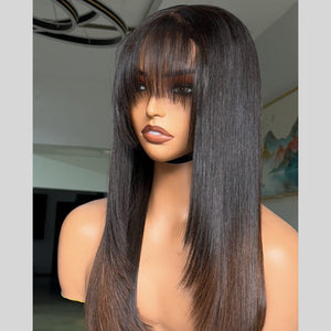 Chocolate Ombre Layered Cutting Bangs Wig