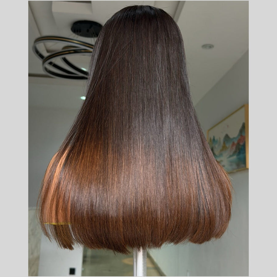 Chocolate Ombre Layered Cutting Bangs Wig