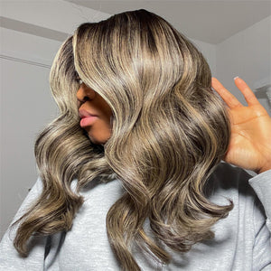 Blonde Highlighted Layered Wavy 13x4 Lace Frontal Wig