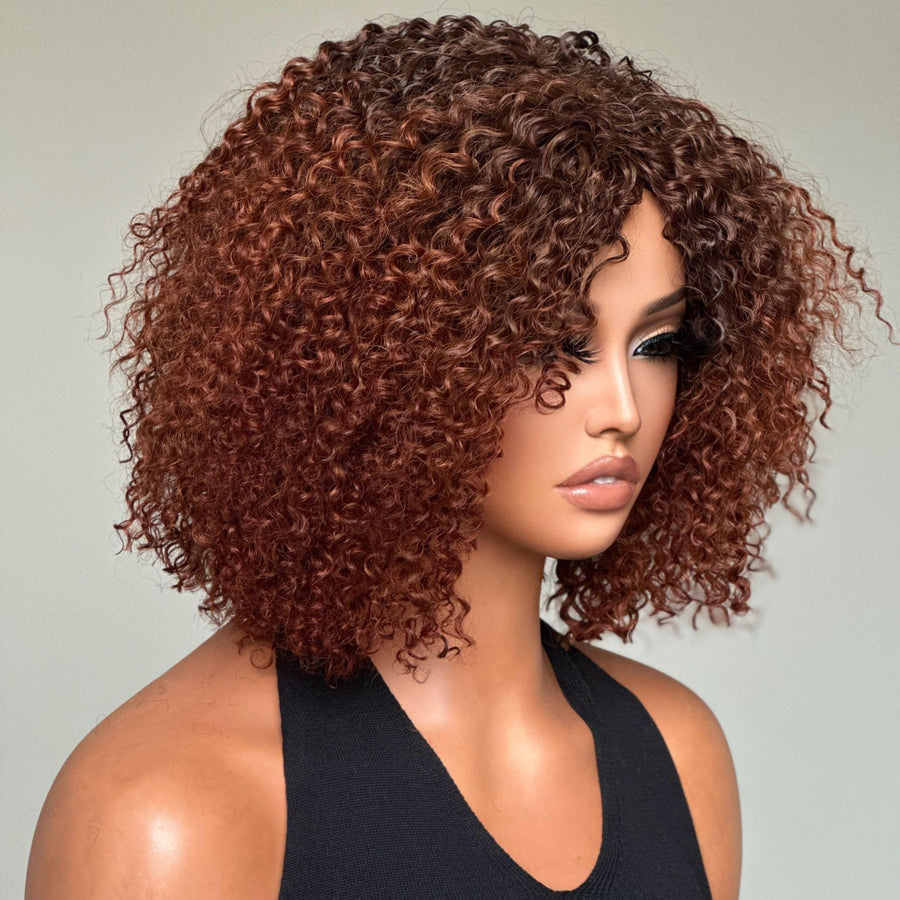 Put On & Go Ombre Auburn Brown Kinky Curly Wig