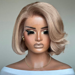 Ash Blonde Side Part Layered Bob 13x4 Lace Front Wig