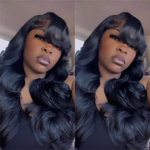 Layered Body Wave With Bangs 5x5 Lace Closure Wig