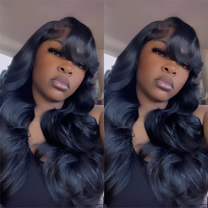 Layered Body Wave With Bangs 5x5 Lace Closure Wig