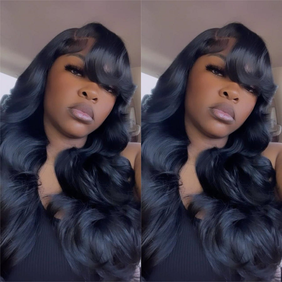 Layered Body Wave With Bangs 5x5 Lace Closure Wig