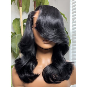 Layered Body Wave With Bangs 5x5 Lace Closure Wig