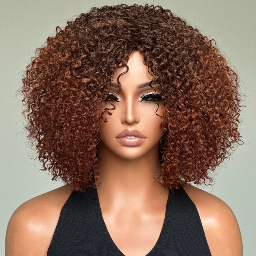 Put On & Go Ombre Auburn Brown Kinky Curly Wig