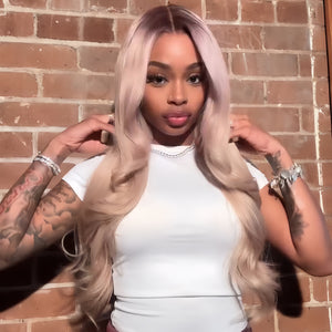 Rose Blonde Body Wave Layered Cut 13x4 Lace Front Wig