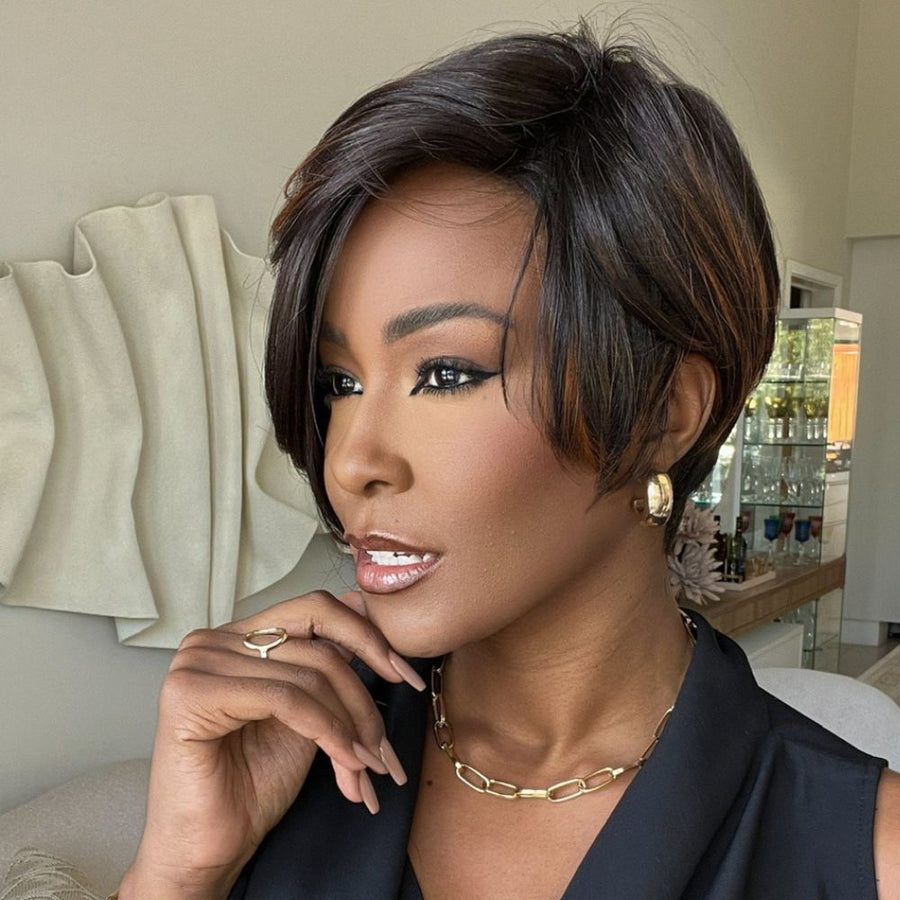 Boss Lady Brown Highlights Layered Pixie Cuts 13x4 Lace Front Wig