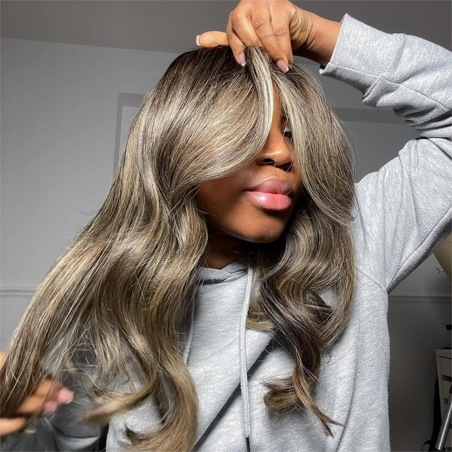 Blonde Highlighted Layered Wavy 13x4 Lace Frontal Wig