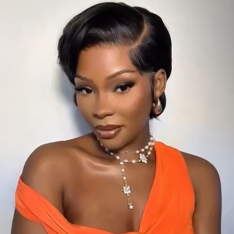 Boss Lady Side Part Layered Pixie Cuts 13x4 Frontal Lace Wig