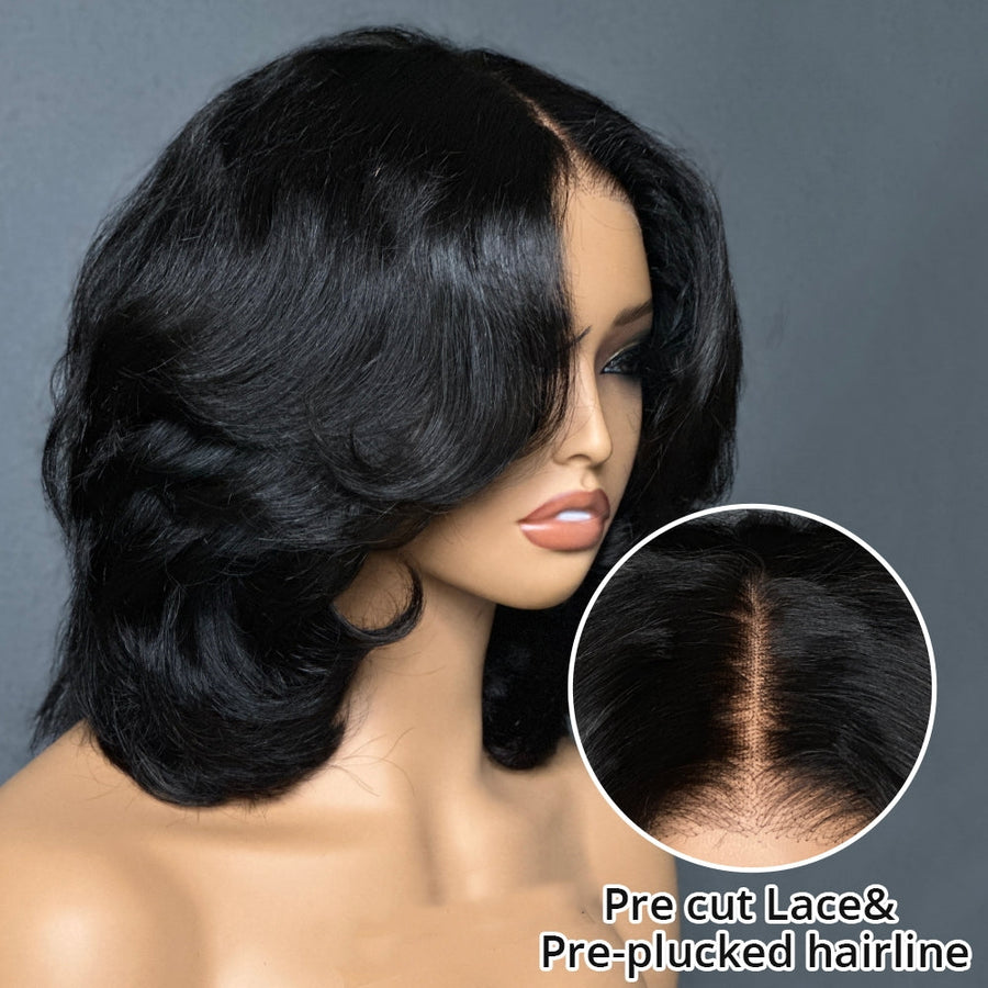 Wear & Go Layered Wavy Bob Pre Cut Lace Wig