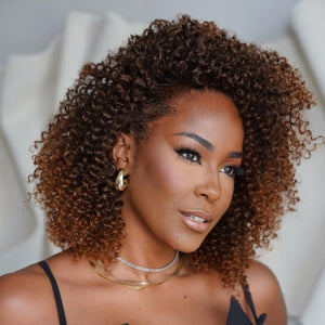 Put On & Go Ombre Auburn Brown Kinky Curly Wig