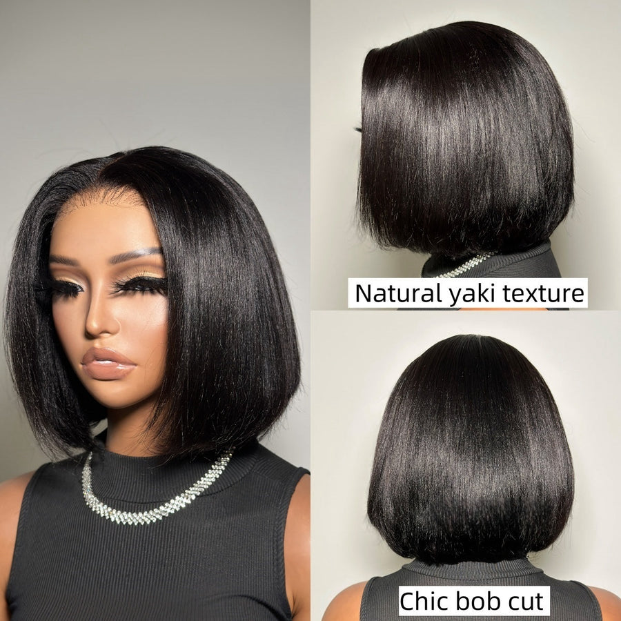 Put on & Go Yaki Straight Bob Cut Lace 5x5 Closure Wig