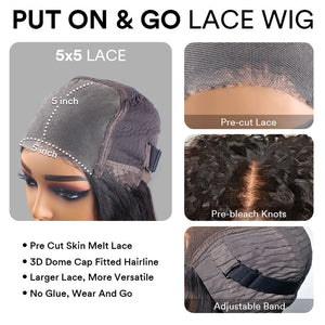 Wear & Go Layered Wavy Bob Pre Cut Lace Wig