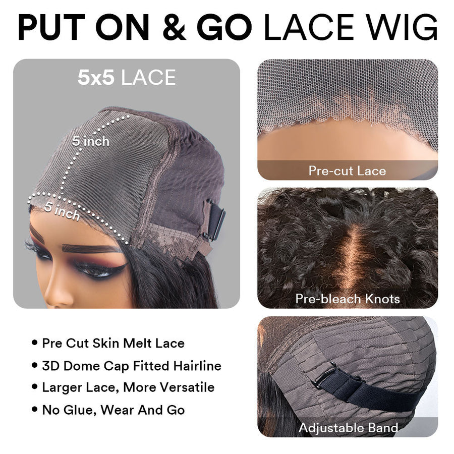 Wear & Go Layered Wavy Bob Pre Cut Lace Wig