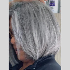 Glueless Ash Grey Straight Short Bob Lace Frontal Wig