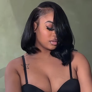 Natural Realistic Side Part Layered Bob 13x4 Lace Front Wig