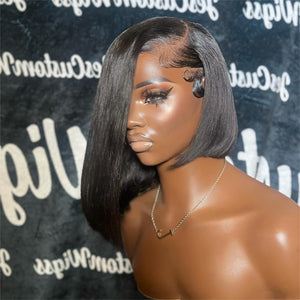 Deep Side Part Straight Bob Wig With Natural Color