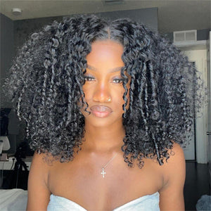 Natural Black Curly Wear & Go Lace Wigs