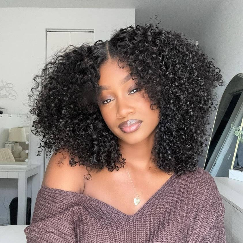 Natural Black Curly Wear & Go Lace Wigs