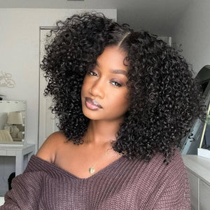 Natural Black Curly Wear & Go Lace Wigs