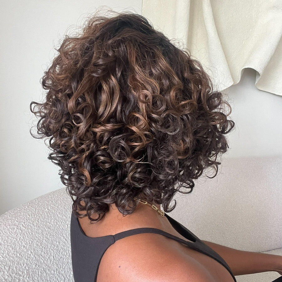 Wear & Go Glueless Brown Color Curly Bob wig