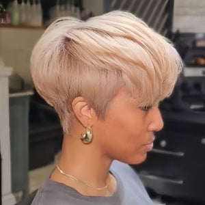 613 Blone Glueless Short Pixie Cut Bangs Wig