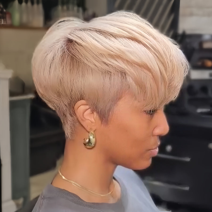 613 Blone Glueless Short Pixie Cut Bangs Wig