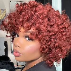 High Density Wear & Go Glueless Burgendy Curly Bob Wig