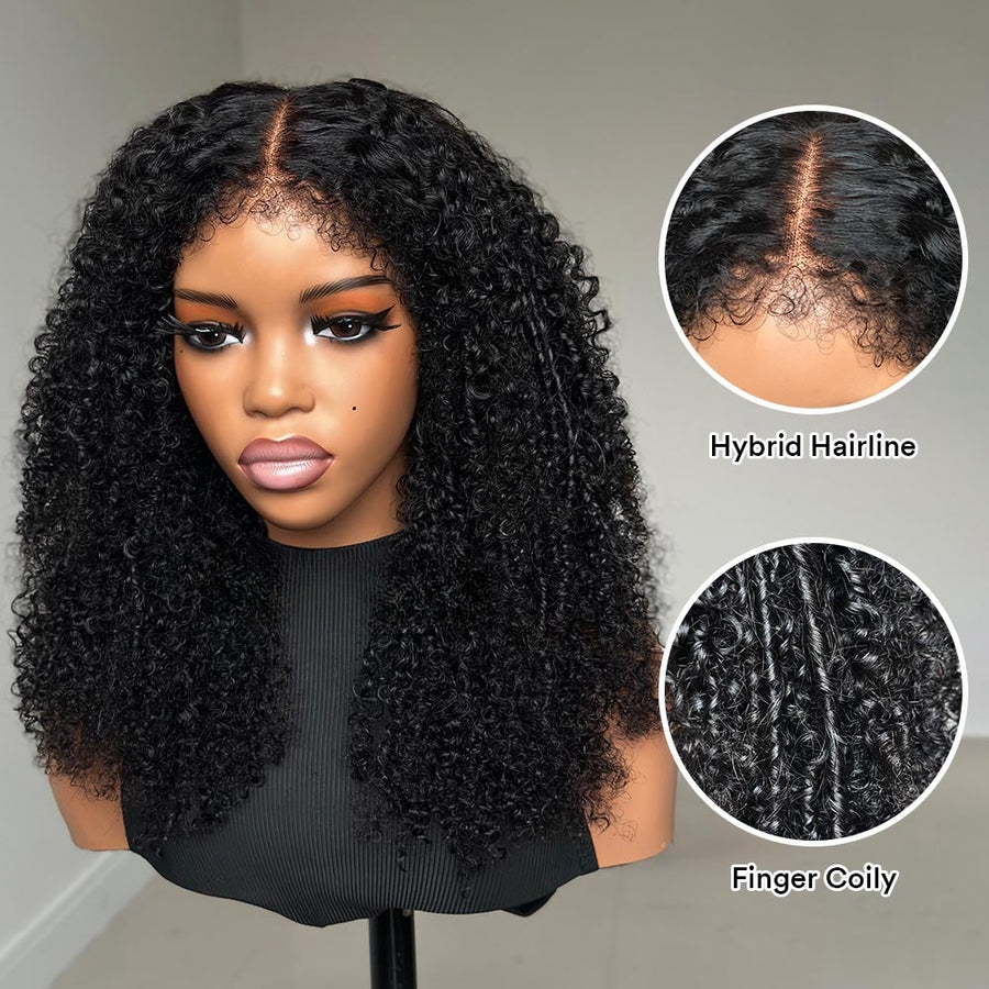 Hybrid Hairline Coily Curls 9x4 HD Lace Glueless Wig