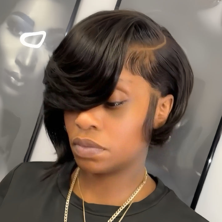 5x5 Lace Closure Glueless Layered Side Parted Bob Wig