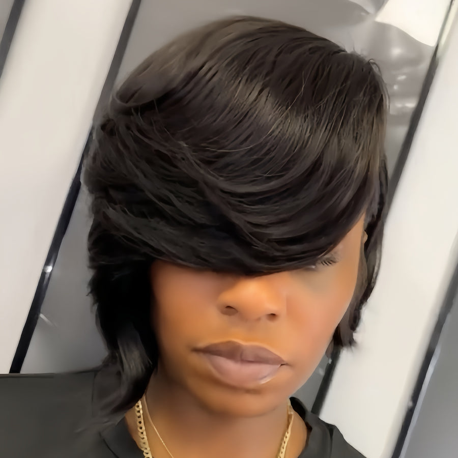 5x5 Lace Closure Glueless Layered Side Parted Bob Wig