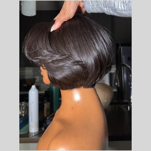 5x5 Lace Closure Natural Realistic Layered Cut Bob Wig