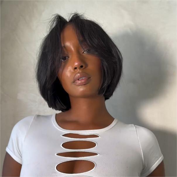 5x5 Lace Closure Natural Realistic Layered Cut Bob Wig