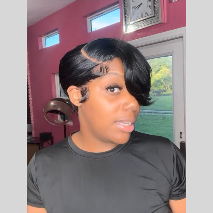 Side Part Layered Pixie Cuts 13x4 Frontal Lace Wig