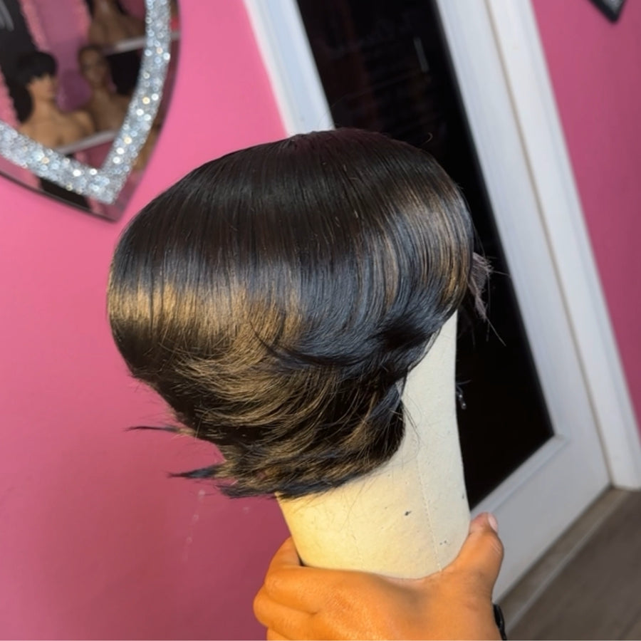 Side Part Layered Pixie Cuts 13x4 Frontal Lace Wig