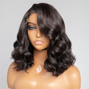 Short Wavy Bob 13x4 Lace Front Wig With Bangs