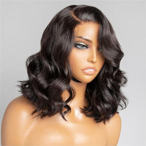 Short Wavy Bob 13x4 Lace Front Wig With Bangs