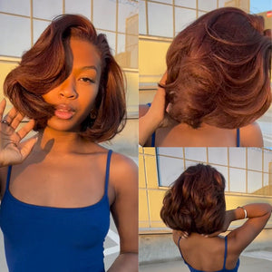 Brown Short Cut Layered Bob 13x4 Lace Front Wig