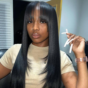 13x4 Lace Frontal Butterfly Haircut Straight Wig With Bang