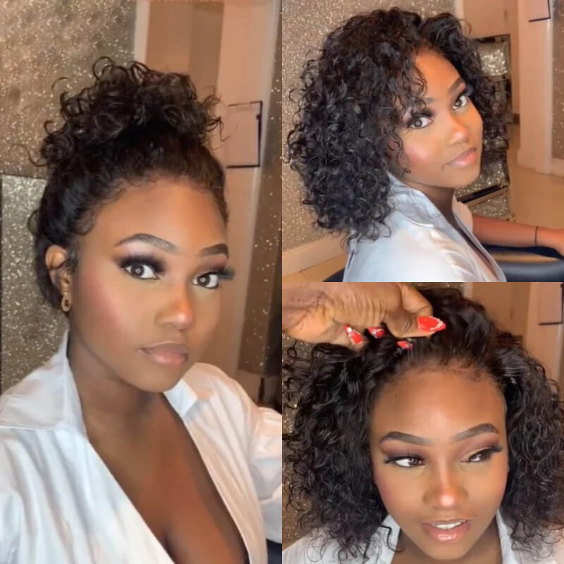 13x4 Lace Frontal Short Kinky Curly Wig