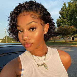 13x4 Lace Frontal Short Curly Pixie Cut Wig