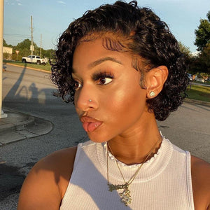 13x4 Lace Frontal Short Curly Pixie Cut Wig