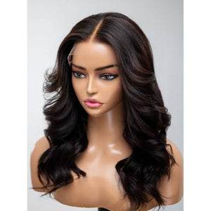 13x4 Lace Frontal Middle Part Body Wave Wig With Curtain Bangs