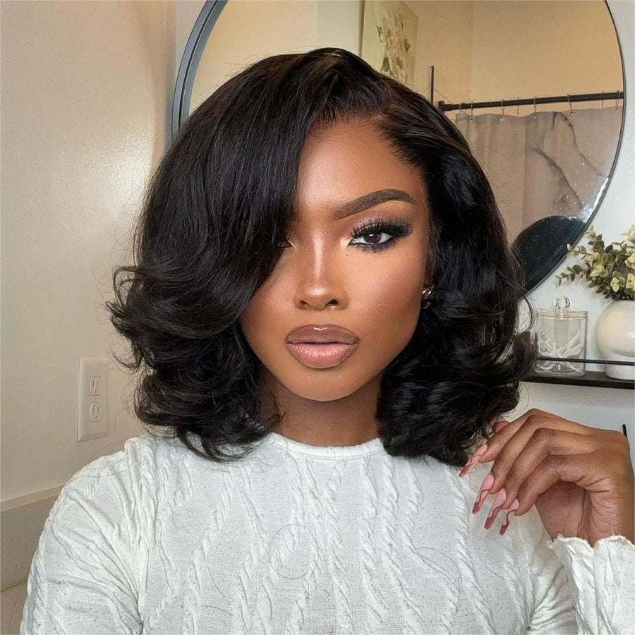 Designer Layered Bob Short Wavy 13x4 Lace Front Wig